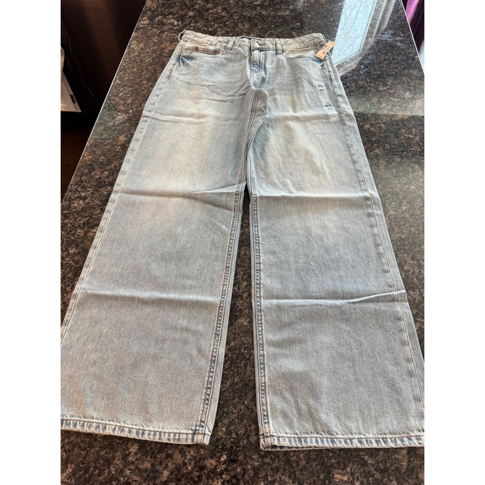 Aeropostale Baggy Wide Leg Jeans Light Wash Blue Denim High Rise Size 10R NEW